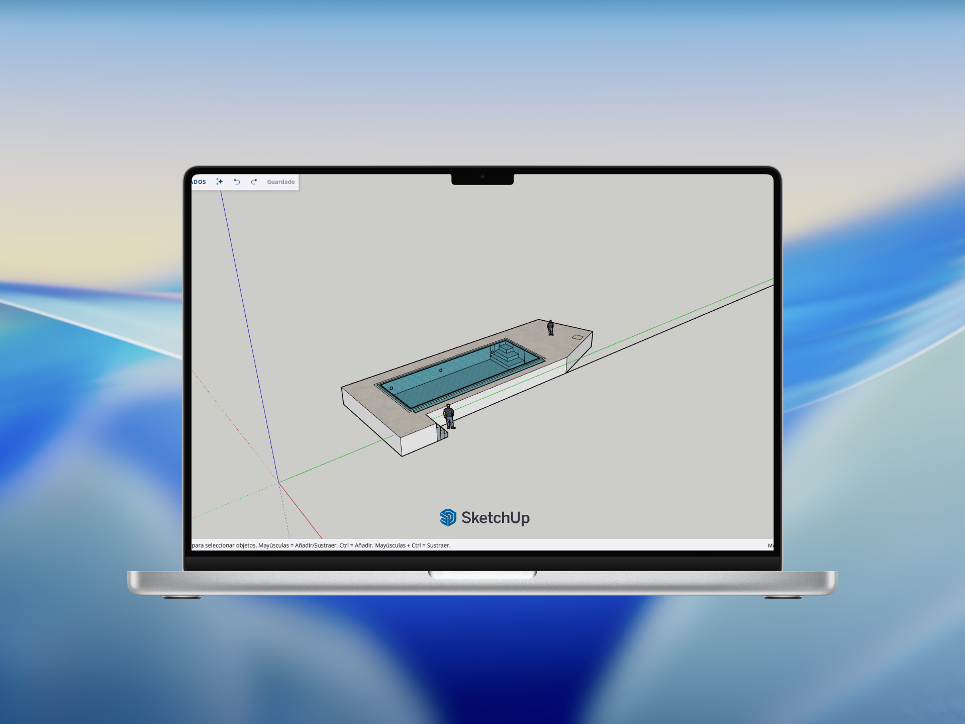 Diseño 3D de piscina antes de la construcción